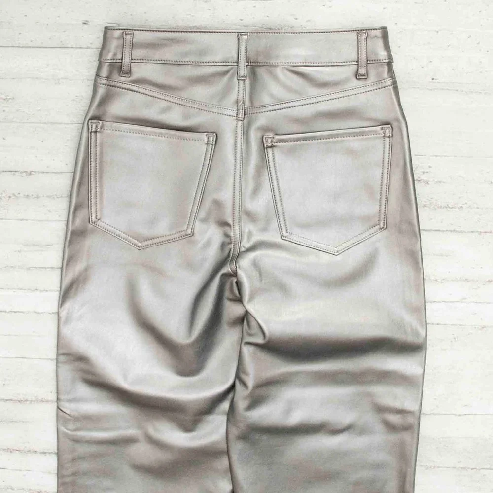 NWT Express Straight Super High Rise Metallic Crop Pants in  Gunmetal size 6 - Picture 8 of 9